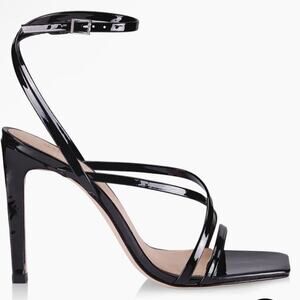 Schutz Bari Black Patent Leather Strappy Sandals size 6